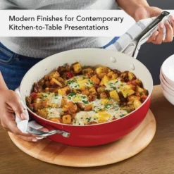 KitchenAid 5qt Hard Anodized Ceramic Nonstick Saute Pan With Lid Empire Red: Hand Wash, Gas & Electric Compatible -KitchenAid GUEST 027b46c3 4543 4322 91f9 c1865bb6d975