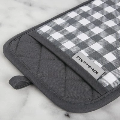 KitchenAid Gingham Pot Holder 2-Pack Set, Charcoal Grey, 7"x10" 3 KitchenAid Gingham Pot Holder 2-Pack Set, Charcoal Grey, 7"x10"