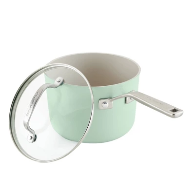 KitchenAid Hard Anodized 3qt Nonstick Ceramic Cookware Sauce Pan With Lid - Pistachio: Stainless Handle, Tempered Glass Lid 10 KitchenAid Hard Anodized 3qt Nonstick Ceramic Cookware Sauce Pan With Lid - Pistachio: Stainless Handle, Tempered Glass Lid - Image 8