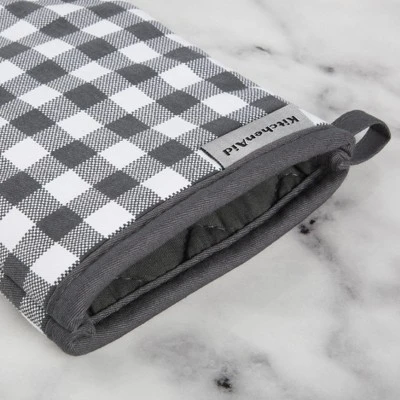 KitchenAid Gingham Oven Mitt 2-Pack Set, Charcoal Grey, 7"x13" 3 KitchenAid Gingham Oven Mitt 2-Pack Set, Charcoal Grey, 7"x13"