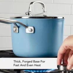 KitchenAid Hard Anodized 3qt Nonstick Ceramic Cookware Sauce Pan - Blue Velvet: Tempered Glass Lid, Stainless Steel Handle -KitchenAid GUEST 1e775d2c 00ea 42e3 a86d d5d02b679fe0