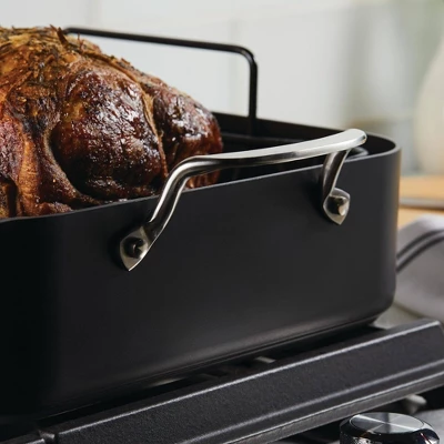 KitchenAid Hard Anodized Induction 13"x15.75" Roaster With Nonstick Rack: Turkey Roasting Pan, Oven-Safe, Matte Black 14 KitchenAid Hard Anodized Induction 13"x15.75" Roaster With Nonstick Rack: Turkey Roasting Pan, Oven-Safe, Matte Black - Image 12