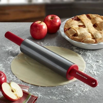 KitchenAid Rolling Pin Red: Nonstick Carbon Steel, Handled, 22" Length, Hand Wash, Baking Roller Pin 5 KitchenAid Rolling Pin Red: Nonstick Carbon Steel, Handled, 22" Length, Hand Wash, Baking Roller Pin - Image 3