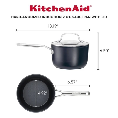 KitchenAid Hard Anodized Induction 2qt Covered Saucepan: Nonstick Matte Black, Dishwasher-Safe, Gas & Electric Compatible 3 KitchenAid Hard Anodized Induction 2qt Covered Saucepan: Nonstick Matte Black, Dishwasher-Safe, Gas & Electric Compatible