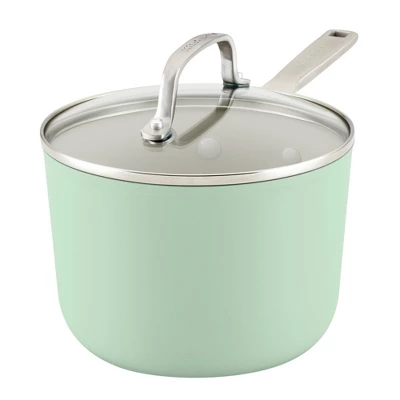 KitchenAid Hard Anodized 3qt Nonstick Ceramic Cookware Sauce Pan With Lid - Pistachio: Stainless Handle, Tempered Glass Lid 12 KitchenAid Hard Anodized 3qt Nonstick Ceramic Cookware Sauce Pan With Lid - Pistachio: Stainless Handle, Tempered Glass Lid - Image 10