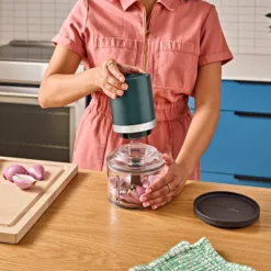 KitchenAid 3.5 Cups 60W Go Cordless Top Down Food Chopper With Battery Included Shaded Palm: Plastic, 1 Speed, Green