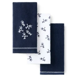 KITCHENAID Vintage Florals Collector Series Embroidered Kitchen Towel 3-Pack Set, Absorbent 100% Cotton, Dual-Purpose, Ink Blue, 18"x28" -KitchenAid GUEST 2c0ef56e 22b0 4498 b3a6 b5dfff0a036a