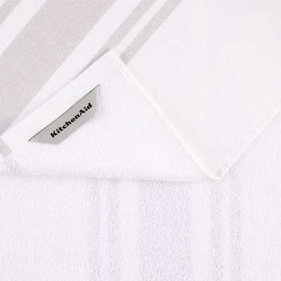 KitchenAid Stripe Gingham Dual Polyester Cotton Kitchen Towel 3-Pack Set, Matte Grey 4 KitchenAid Stripe Gingham Dual Polyester Cotton Kitchen Towel 3-Pack Set, Matte Grey - Image 2