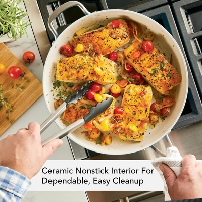 KitchenAid Hard Anodized 5qt Nonstick Ceramic Saute Pan With Lid - Blue Velvet: Large Frying Pan, Tempered Glass Lid 4 KitchenAid Hard Anodized 5qt Nonstick Ceramic Saute Pan With Lid - Blue Velvet: Large Frying Pan, Tempered Glass Lid - Image 2