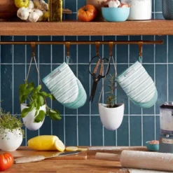 KitchenAid 2pk 5.5''x8" Albany Mini Oven Mitt Mineral Water: Cotton & Polyester, Machine Washable, Striped, Blue -KitchenAid GUEST 35d000f4 cb25 4d1f 9777 7e3d6e397052