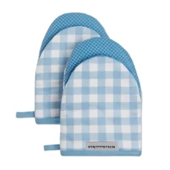 KitchenAid 2pk Cotton Gingham Mini Oven Mitts Light Blue: Hot Pads & Oven Mitts, Classic Pattern, Machine Washable -KitchenAid GUEST 366bbc52 d6e3 43f5 bd01 de7bfba675ba
