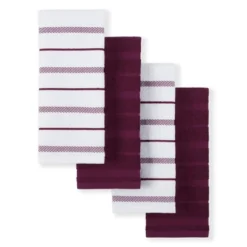 KITCHENAID Albany Kitchen Towel 4-Pack Set, Boysenberry Purple/White, 16"x26" -KitchenAid GUEST 38ca0500 6485 491c bf75 f50737b869c4