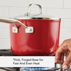 KitchenAid 3qt Hard Anodized Ceramic Nonstick Cookware Sauce Pan Empire Red: Lifetime Warranty, Hand Wash, Gas & Electric -KitchenAid GUEST 39d6743d d2f4 452a bcb9 622699065e26