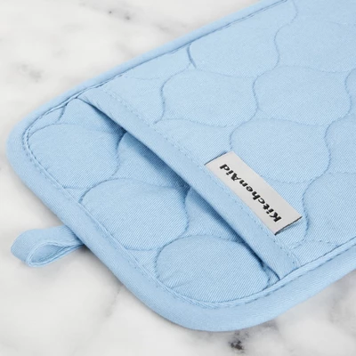 KITCHENAID Quilted Cotton Terry Cloth Oven Mitt, Pot Holder, Kitchen Towel 4-Pack Set, Silicone Grip, Blue Velvet, 16"x26", 7"x13" & 7"x10" 4 KITCHENAID Quilted Cotton Terry Cloth Oven Mitt, Pot Holder, Kitchen Towel 4-Pack Set, Silicone Grip, Blue Velvet, 16"x26", 7"x13" & 7"x10" - Image 2