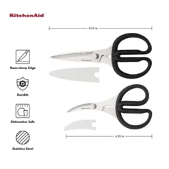 KitchenAid Set Of 2 Shears: Stainless Steel Blades, Dishwasher-Safe, Black & Silver Handles, Lifetime Warranty -KitchenAid GUEST 466459c7 7124 4a1a 8e60 dc623301d538