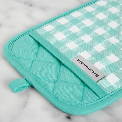 KitchenAid Gingham Pot Holder 2-Pack Set, Aqua Sky, 7"x10" 5 KitchenAid Gingham Pot Holder 2-Pack Set, Aqua Sky, 7"x10" - Image 3