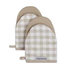 KITCHENAID Gingham Mini Oven Mitt 2-Pack Set, Milkshake Tan, 5.5"x8" -KitchenAid GUEST 4bb12a76 d898 40a5 a076 aaf2ec14c0a6