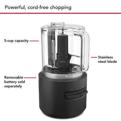 KitchenAid Go Cordless Food Chopper Battery Sold Separately KFCR500: 5-Cup Capacity, Stainless Steel Blades, 2 Speeds 5 KitchenAid Go Cordless Food Chopper Battery Sold Separately KFCR500: 5-Cup Capacity, Stainless Steel Blades, 2 Speeds - Image 3