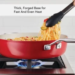 KitchenAid 5qt Hard Anodized Ceramic Nonstick Saute Pan With Lid Empire Red: Hand Wash, Gas & Electric Compatible -KitchenAid GUEST 568dc3f1 783c 45bf bbc0 ae9814944c9f