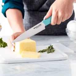 KitchenAid 4pc Chef Knife Set White/Dark Blue/Aqua Blue: High Carbon Stainless Steel, Dishwasher-Safe, Comfort-Grip Handle -KitchenAid GUEST 5ed77e48 7931 44ff bc28 fa7987aaa1ef