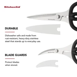 KitchenAid Set Of 2 Shears: Stainless Steel Blades, Dishwasher-Safe, Black & Silver Handles, Lifetime Warranty -KitchenAid GUEST 5f833d67 61cf 4d8f 86d4 5ef41e2bb738