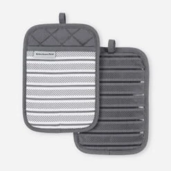 KitchenAid Albany Pot Holder 2-Pack Set, Charcoal Grey, 7"x10" -KitchenAid GUEST 60848524 554b 45e9 8898 b2a926bb14e4