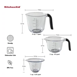 KitchenAid Set Of 3 Measuring Cups: Plastic, Dishwasher-Safe, Easy-Pour Spout, 2, 1, & 4-Cup Stackable Design -KitchenAid GUEST 629d8671 bc6e 4e5a 9d2a e3dd17d133ba