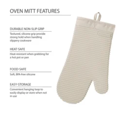 KitchenAid 2pk Silicone Ribbed Oven Mitts Gray: Heat Resistant Kitchen Textiles, Classic Pattern, 13" Length -KitchenAid GUEST 62cb8989 f825 45cd a896 aa349803cd88