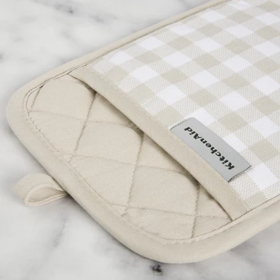 KitchenAid Gingham Pot Holder 2-Pack Set, Milkshake Tan, 7"x10" 3 KitchenAid Gingham Pot Holder 2-Pack Set, Milkshake Tan, 7"x10"