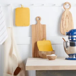 KITCHENAID Ribbed Soft Silicone Pot Holder 2-Pack Set, Orange Sorbet, 7"x9"