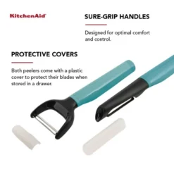 KitchenAid 2pk Peelers: Serrated Blade, Protective Cover, Dishwasher-Safe, Green, Plastic & Metal, Vegetable & Potato Peeler -KitchenAid GUEST 695a3784 6fb7 412e 8334 5aef826c7433