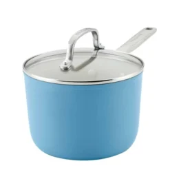 KitchenAid Hard Anodized 3qt Nonstick Ceramic Cookware Sauce Pan - Blue Velvet: Tempered Glass Lid, Stainless Steel Handle -KitchenAid GUEST 6b84d7d3 951d 4b3a b28e d18019a0d55f