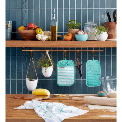 KitchenAid Albany Pot Holder 2-Pack Set, Aqua Sky, 7"x10" 3 KitchenAid Albany Pot Holder 2-Pack Set, Aqua Sky, 7"x10"