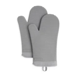 KitchenAid 2pk Silicone Ribbed Oven Mitts Gray: Heat Resistant Kitchen Textiles, Classic Pattern, 13" Length -KitchenAid GUEST 6fd5e250 35e1 4868 a304 82c7016277c8
