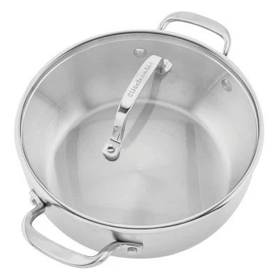 KitchenAid 3-Ply Base Stainless Steel 4qt Casserole With Lid: Round Baking Dish, Tempered Glass Lid, Dishwasher & Oven Safe 7 KitchenAid 3-Ply Base Stainless Steel 4qt Casserole With Lid: Round Baking Dish, Tempered Glass Lid, Dishwasher & Oven Safe - Image 5