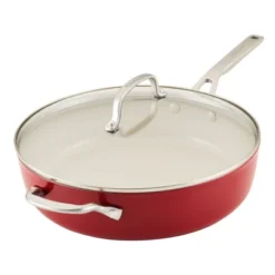 KitchenAid 5qt Hard Anodized Ceramic Nonstick Saute Pan With Lid Empire Red: Hand Wash, Gas & Electric Compatible -KitchenAid GUEST 780e7bf4 81fc 4bb7 9045 a1d6eaa6cd4f