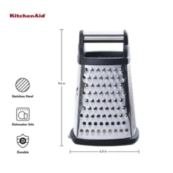 KitchenAid Gourmet Box Grater: Stainless Steel Cheese Shredder With Storage Container, Dishwasher-Safe, Black/Silver -KitchenAid GUEST 785fa4ae 4701 4a42 bebd 52e0a416bbc5