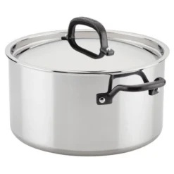 KitchenAid 5-Ply Clad Stainless Steel 8qt Stockpot With Lid -KitchenAid GUEST 7a29323d 456f 44bd 9f53 c233ca2fd028