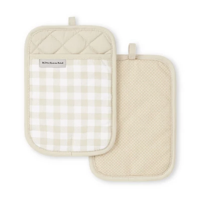 KitchenAid Gingham Pot Holder 2-Pack Set, Milkshake Tan, 7"x10" 5 KitchenAid Gingham Pot Holder 2-Pack Set, Milkshake Tan, 7"x10" - Image 3