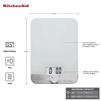 KitchenAid 11lb Kitchen Digital Food Scale White 3 KitchenAid 11lb Kitchen Digital Food Scale White