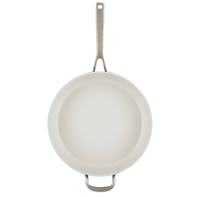 KitchenAid Hard Anodized 5qt Nonstick Ceramic Saute Pan With Lid - Blue Velvet: Large Frying Pan, Tempered Glass Lid 9 KitchenAid Hard Anodized 5qt Nonstick Ceramic Saute Pan With Lid - Blue Velvet: Large Frying Pan, Tempered Glass Lid - Image 7