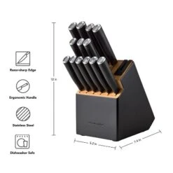 KitchenAid 14pc 2-Tone Block Knife Set Black: High Carbon Stainless Steel, Forged Cutlery, Hand Wash, Lifetime Warranty -KitchenAid GUEST 92b18de6 d912 40e2 846a 23eb54796ebc