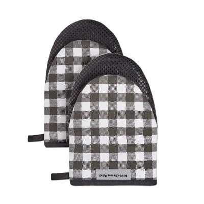 KITCHENAID Gingham Mini Oven Mitt 2-Pack Set, Matte Black, 5.5"x8" 5 KITCHENAID Gingham Mini Oven Mitt 2-Pack Set, Matte Black, 5.5"x8" - Image 3