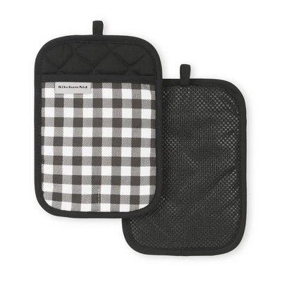 KitchenAid Gingham Pot Holder 2-Pack Set, Matte Black, 7"x10" 7 KitchenAid Gingham Pot Holder 2-Pack Set, Matte Black, 7"x10" - Image 5