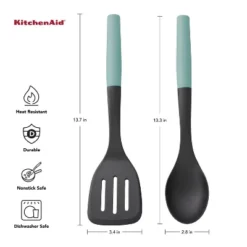 KitchenAid 2pc Nylon/ABS Spoon And Turner Set Aqua Blue: Kitchen Utensil Set, Dishwasher-Safe, Adult Use -KitchenAid GUEST 9caf0201 bbfc 408b 83b8 0c18a53579e8
