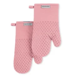 KITCHENAID Asteroid Oven Mitt 2-Pack Set, Dried Rose, 7"x12.5"