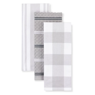 KitchenAid Stripe Gingham Dual Polyester Cotton Kitchen Towel 3-Pack Set, Matte Grey 7 KitchenAid Stripe Gingham Dual Polyester Cotton Kitchen Towel 3-Pack Set, Matte Grey - Image 5
