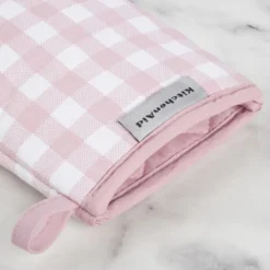 KITCHENAID Gingham Mini Oven Mitt 2-Pack Set, Dried Rose, 5.5"x8"