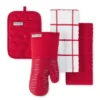 KITCHENAID Quilted Cotton Terry Cloth Oven Mitt, Pot Holder, Kitchen Towel 4-Pack Set, Silicone Grip, Passion Red, 16"x26", 7"x13" & 7"x10" -KitchenAid GUEST b2eeaa45 776a 4b21 a549 dbc35f81f9d2