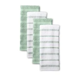 KITCHENAID Albany Kitchen Towel 4-Pack Set, Pistachio/White, 16"x26" -KitchenAid GUEST b57bb8fe 1575 41be ad50 442272d3c4d5